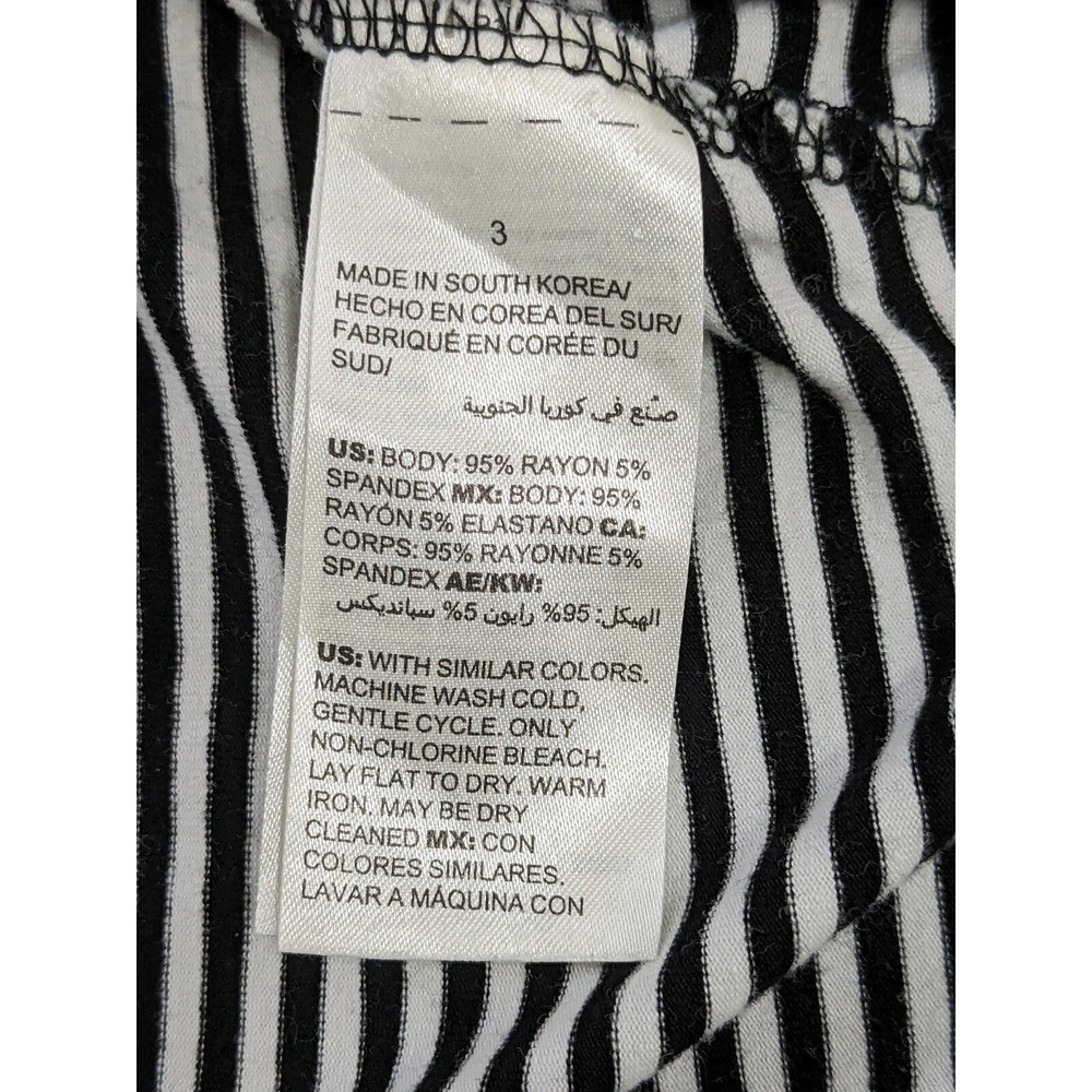 Chico's Striped Knit Top Size 3 XL Black White 3/4 Sleeve High-Low Hem - Picture 10 of 12
